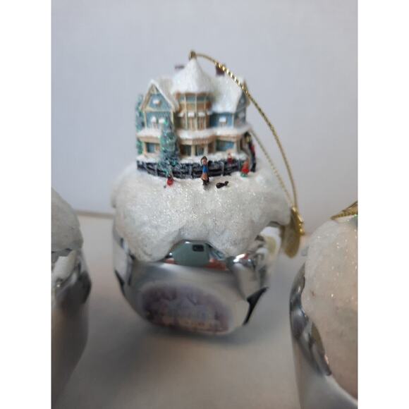 VINTAGE ASHTON DRAKE GALLERIES SET‎ OF 3 THOMAS KINKADE SLEIGH BELLS ORNAMENTS - Picture 4 of 10